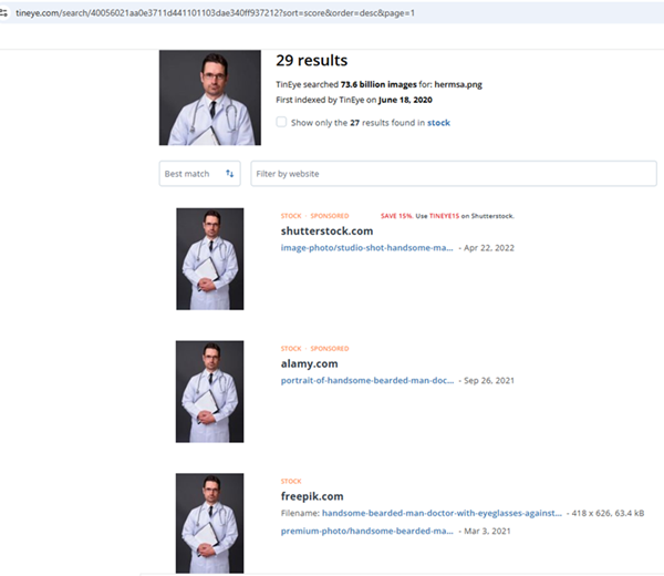 La photo du docteur provient de banques d'images.